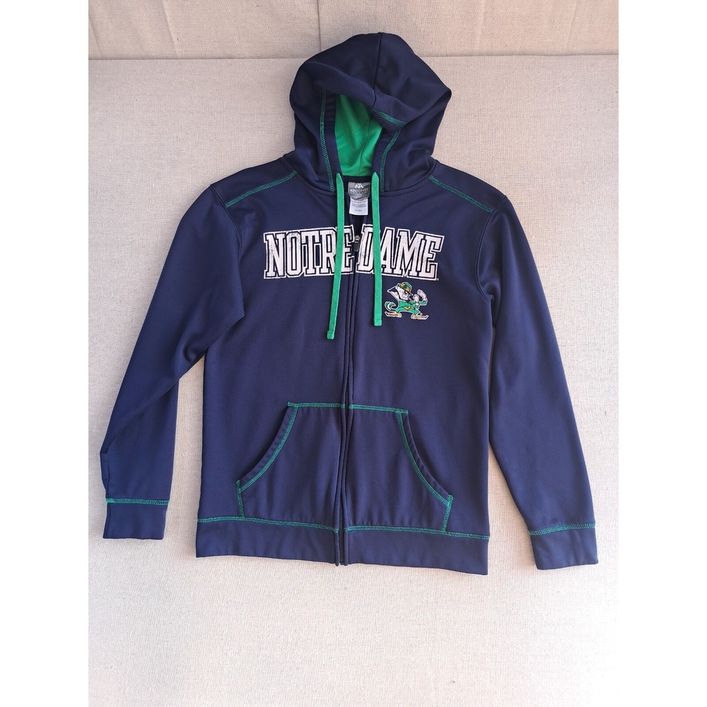 Notre Dame Full Zip Hoodie Mens Small Blue Gold Fighting Irish ND Long Sleeve